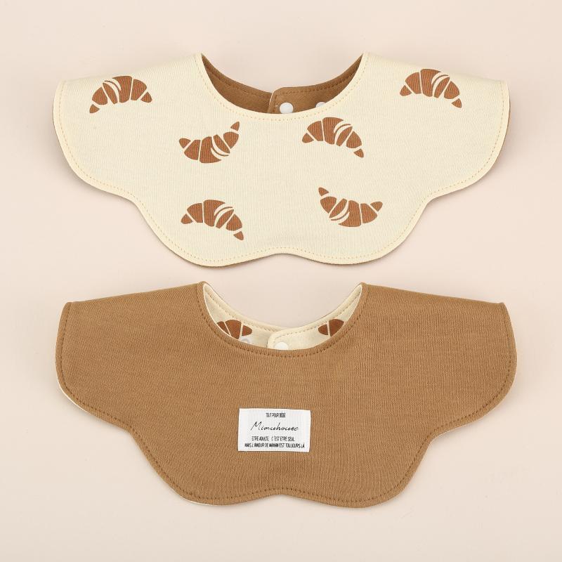 Brown Petal Style Drool Bibs - 100% Cotton Teething Bib with Snap Closure