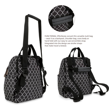 4-in-1 Convertible Diaper Bag Backpack – Multifunctional Baby Bag with Changing Pad & Insulated Bottle Holder, Stroller Straps, Travel Essential for Mom and Dad