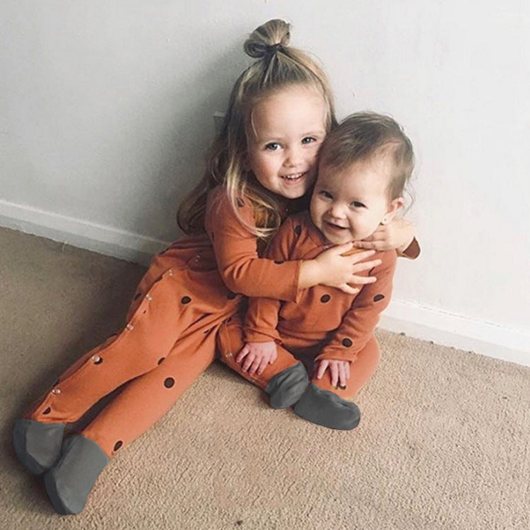 Baby Cotton Footed Romper - Long Sleeve Bodysuit with Built-in Feet