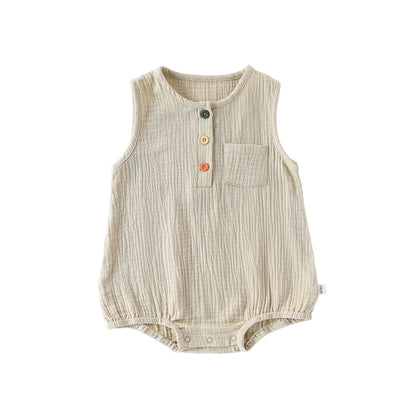 100% Cotton Baby Bodysuit - Breathable Sleeveless Romper for Infant Boys Girls
