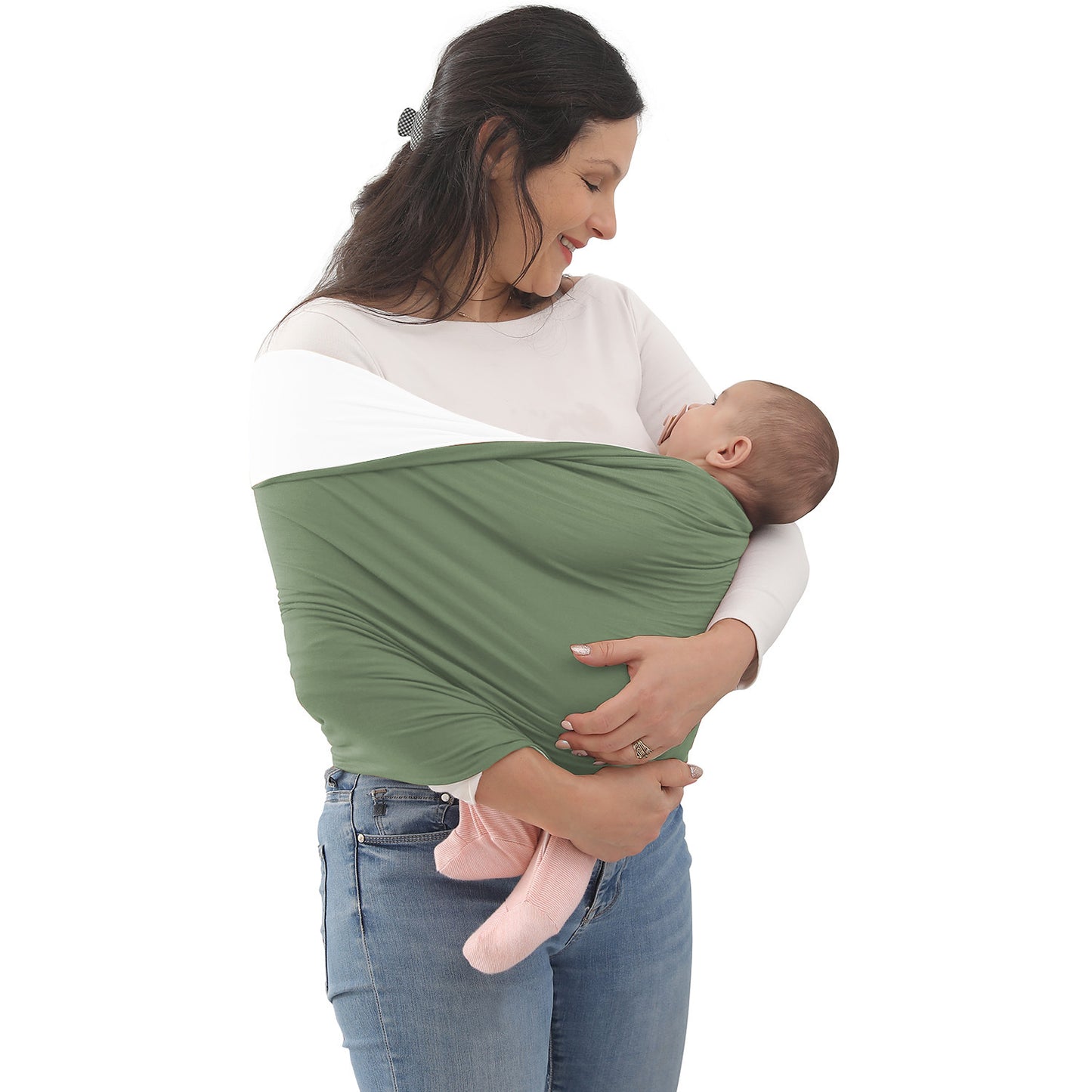 Porte-bébé en écharpe–Porte-bébé en tissu pour nouveau-nés (3 à 16 kg) 