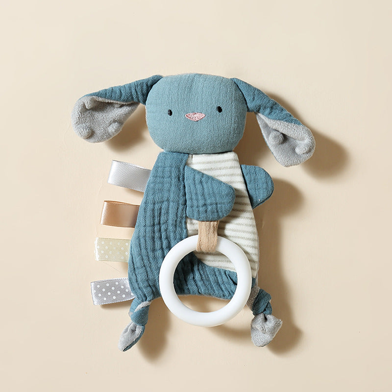 Soft Baby Security Blanket Toy - 3D Bump Fabric Lovey with Cotton Gauze, Lightweight Bunny & Fox Stuffed Animal for Newborn Sleep