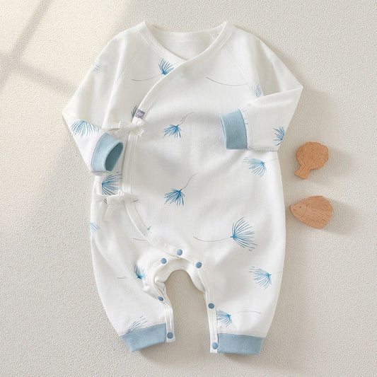 100% Cotton Autumn  Newborn Baby Bodysuit -Opposite Blue