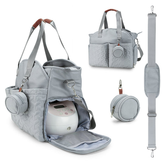 Breast Pump Bag with Pacifier Case – Large Capacity Mommy Bag, Insulated Bottle Pockets & Waterproof Design