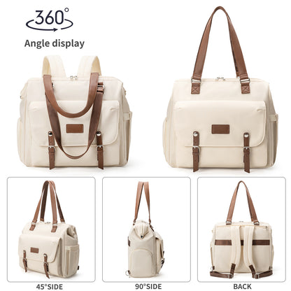 4-in-1 Convertible Diaper Backpack - 16" Multipurpose Travel Bag with Luggage Sleeve