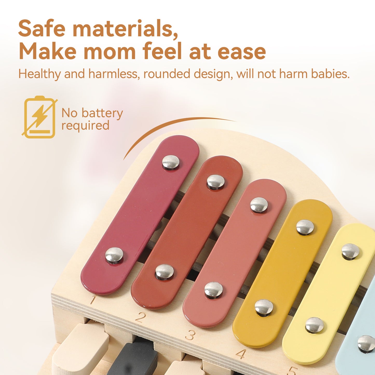 2-in-1 Wooden Piano Xylophone for Toddlers, Montessori Musical Learning Toy with Song Sheets