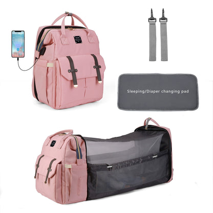 2025 New Portable Mommy Backpack with Changing Station ,Folding Lightweight Multi-functional Waterproof Diaper Backpack