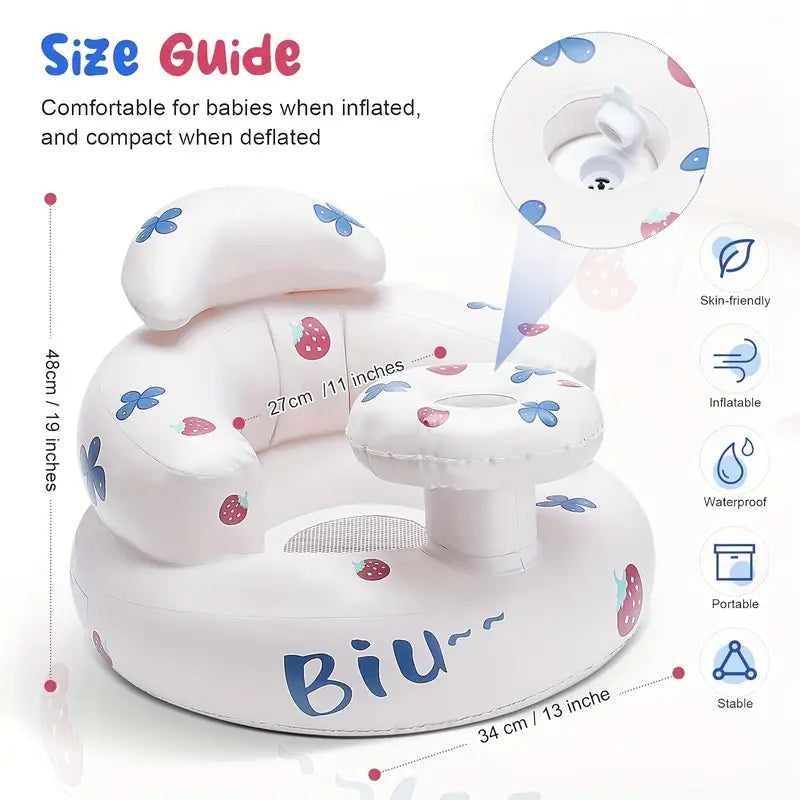 Inflatable Baby Chair with Tray - Soft Bath & Feeding Seat for Toddlers (Ideal Christmas Gift)