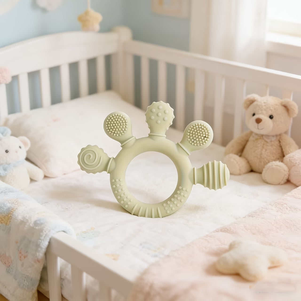 Baby Teething Toys, Baby Care Rings, Food Grade Teething Gel, BPA Free, Children's Gifts, Newborn Accessories