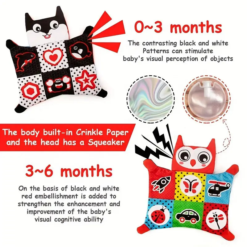 Tummy Time/Baby Mirror Toys, Black and White High Contrast Tabletop Mount Baby Newborn Toys 0 3 6 Months Brain Development