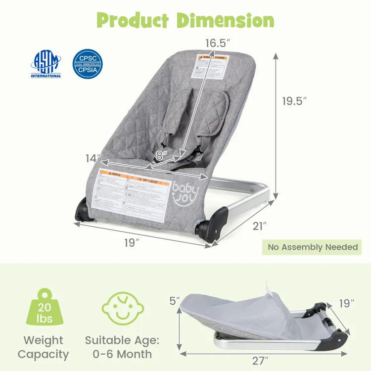 Baby Bouncer Seat with Aluminum and Metal Frame