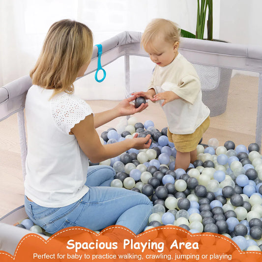 Baby Playpen 71x59x26in Infant Play Game ChildFence Play Yards Breathable Kids Activity Center with Anti-Slip Suction Base Zipper Door for Infants Toddlers