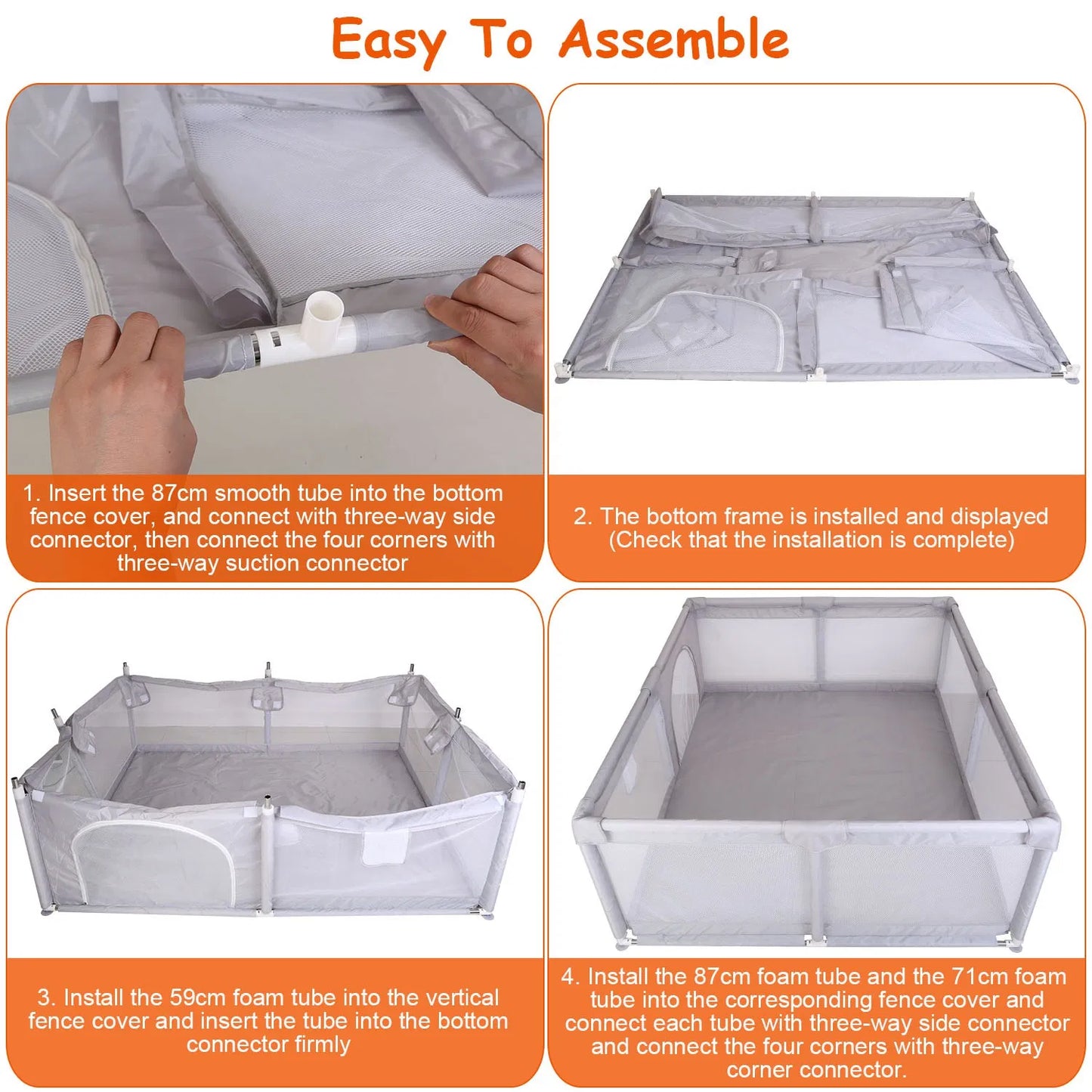 Baby Playpen 71x59x26in Infant Play Game ChildFence Play Yards Breathable Kids Activity Center with Anti-Slip Suction Base Zipper Door for Infants Toddlers