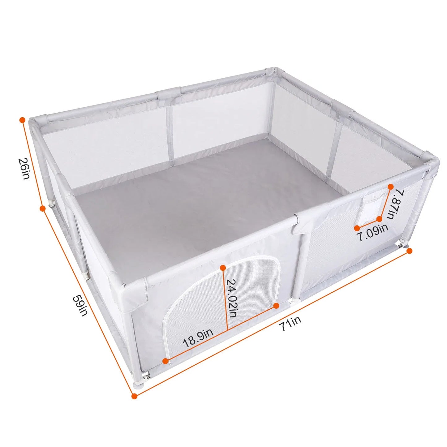 Baby Playpen 71x59x26in Infant Play Game ChildFence Play Yards Breathable Kids Activity Center with Anti-Slip Suction Base Zipper Door for Infants Toddlers