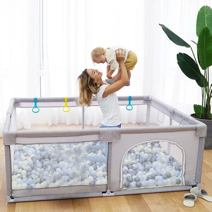 Baby Playpen 71x59x26in Infant Play Game ChildFence Play Yards Breathable Kids Activity Center with Anti-Slip Suction Base Zipper Door for Infants Toddlers