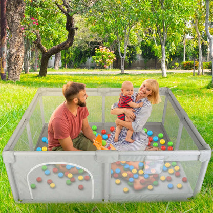 Baby Playpen 71x59x26in Infant Play Game ChildFence Play Yards Breathable Kids Activity Center with Anti-Slip Suction Base Zipper Door for Infants Toddlers