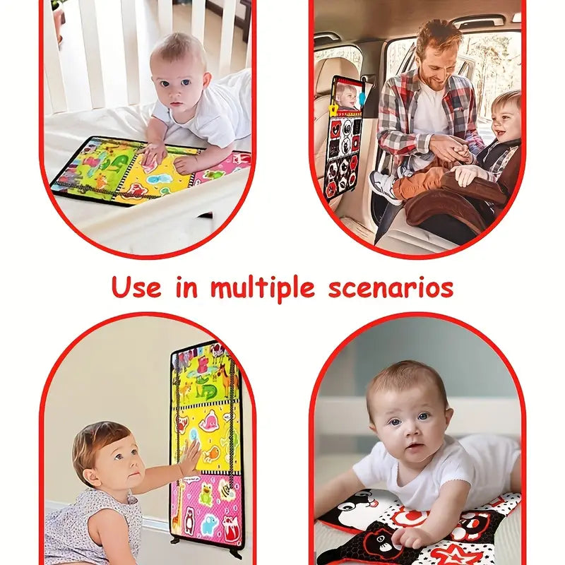 Tummy Time/Baby Mirror Toys, Black and White High Contrast Tabletop Mount Baby Newborn Toys 0 3 6 Months Brain Development