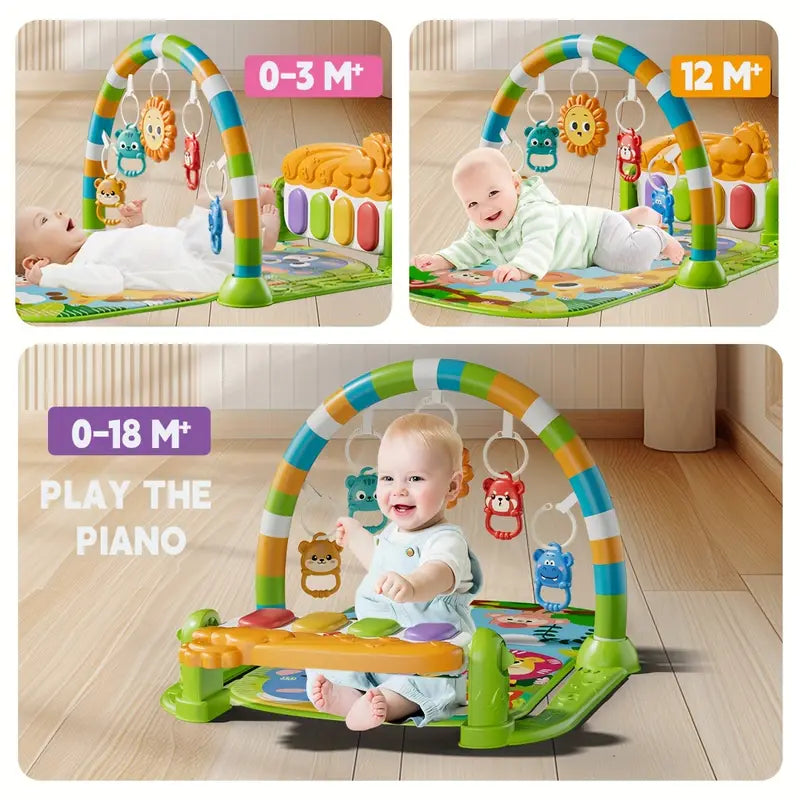 5-in-1 Multifunctional Baby Activity Center with Musical Piano Keys, Sensory Toys & Adjustable Reclining Seat