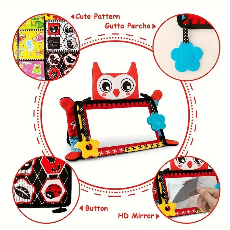 Tummy Time/Baby Mirror Toys, Black and White High Contrast Tabletop Mount Baby Newborn Toys 0 3 6 Months Brain Development