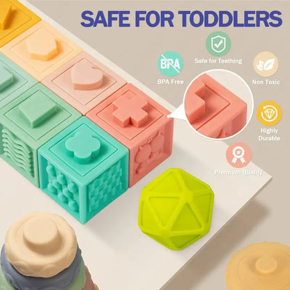 5-in-1 Baby Sensory Toys for 6 to 36 Months, Pull String Toys, Stacking Blocks, Sensory Shapes Simulation Remote Control