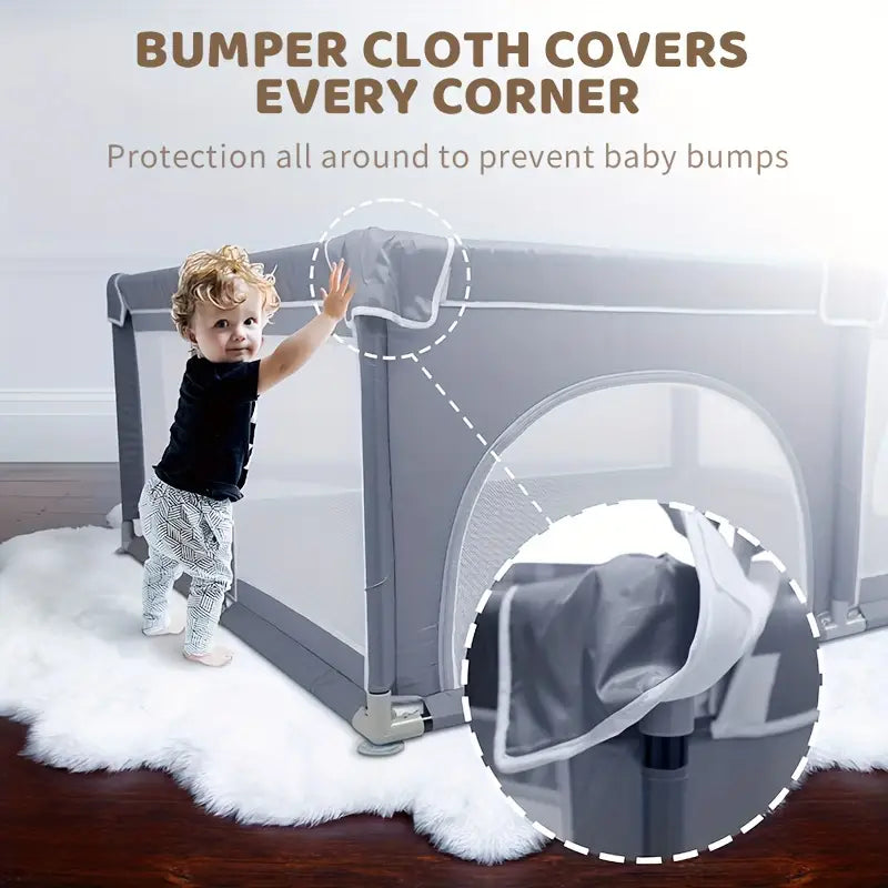 Baby Playpen Baby Playard, Playpen for Babies and Toddlers with Gate, Sturdy Safety Playpen, Indoor & Outdoor Kids