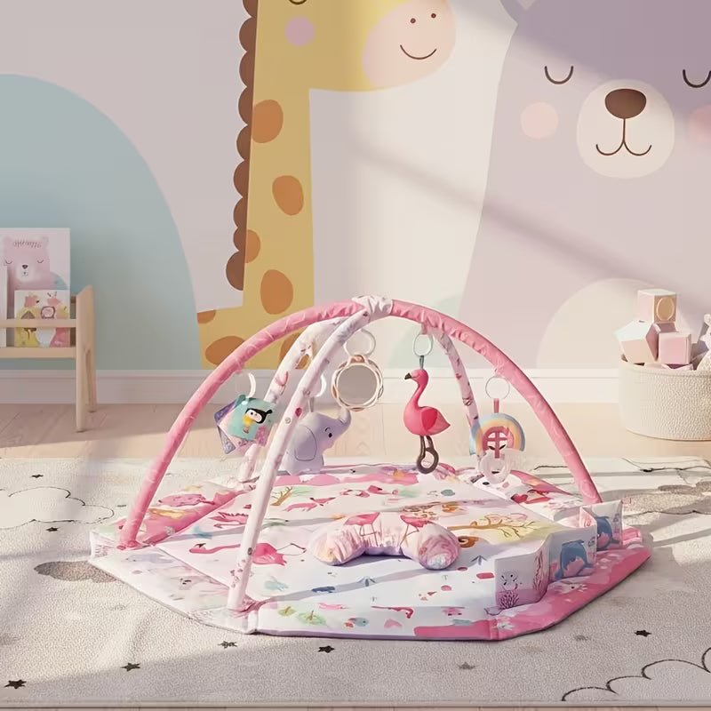 Baby Play & Crawling Mat with 5 Sensory Toys & Exercise Balls, Soft Floor Mat for Newborns And Infants