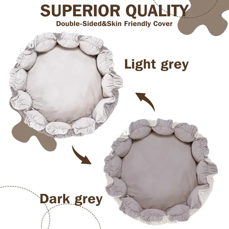 5-in-1 Thick & Plush Baby Play Gym, Tummy Time Mat with 6 Toys