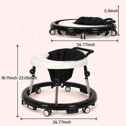 Baby Walker Foldable with 9 Adjustable Heights, Baby Walkers and Activity Center for Boys Girls Babies 6-12 Months, Baby Walker and Bouncer Combo with Wheels Portable Anti-Rollover, Mother's Choice