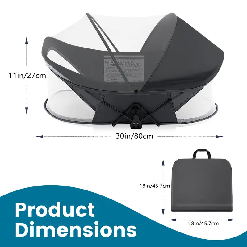Portable Baby Travel Bassinet with Mosquito Net & Sunshade – Lightweight Foldable Crib for Indoor & Outdoor Use