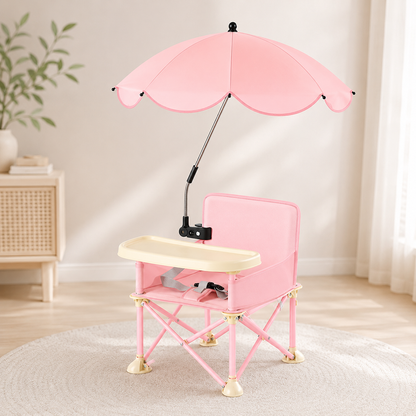 Baby Beach Chair with Umbrella & Tray – Kids Portable Folding Seat with Storage Bag, Lightweight Camping Chair for Outdoor Travel