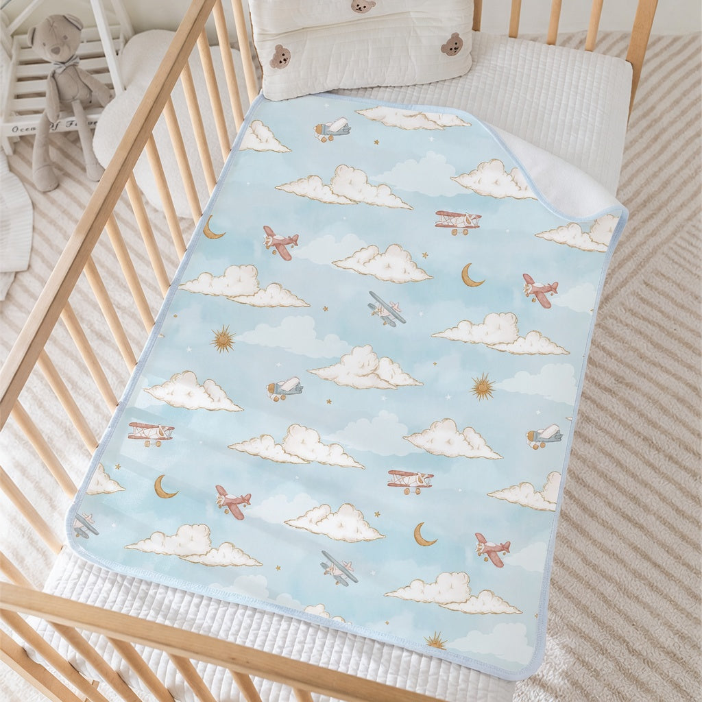 Washable Baby Changing Pad - Waterproof Quilted Cotton Nursery Mat for Crib, Bed & Tummy Time