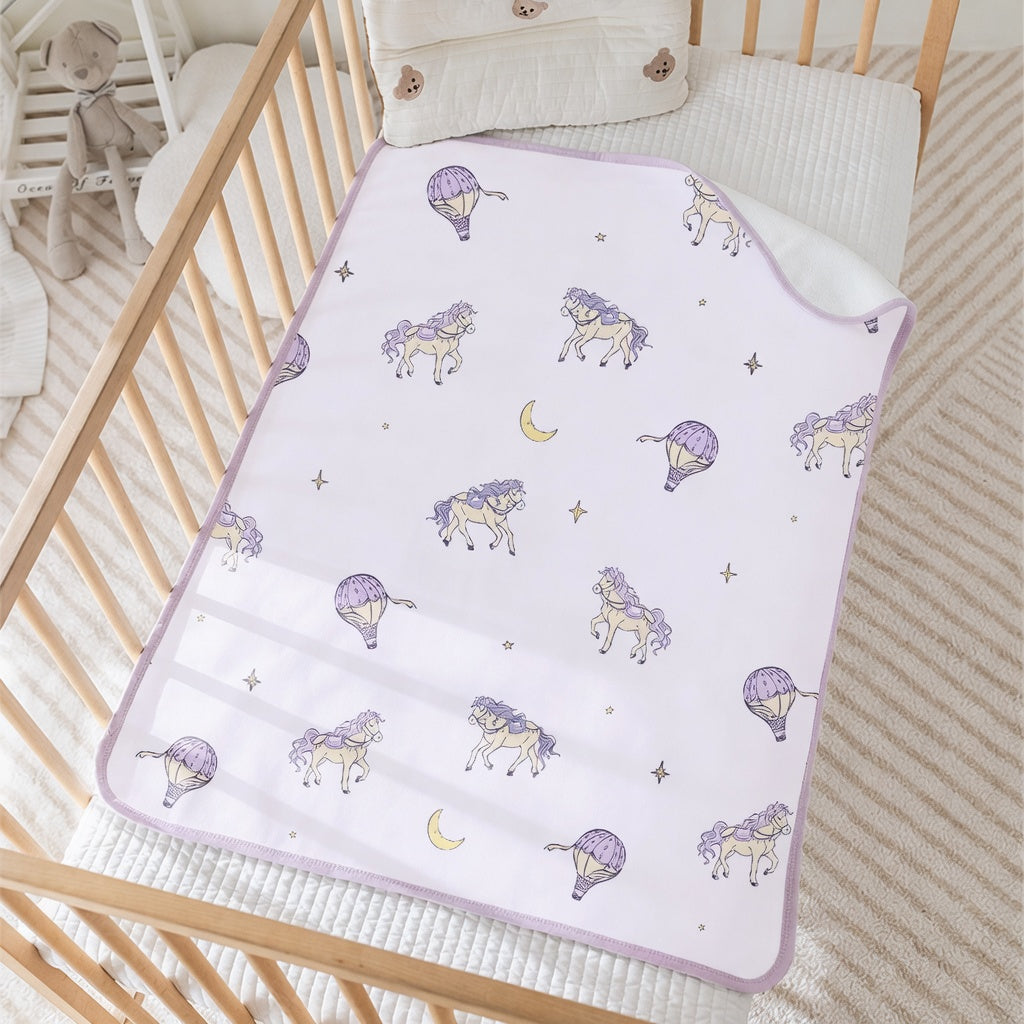 Washable Baby Changing Pad - Waterproof Quilted Cotton Nursery Mat for Crib, Bed & Tummy Time