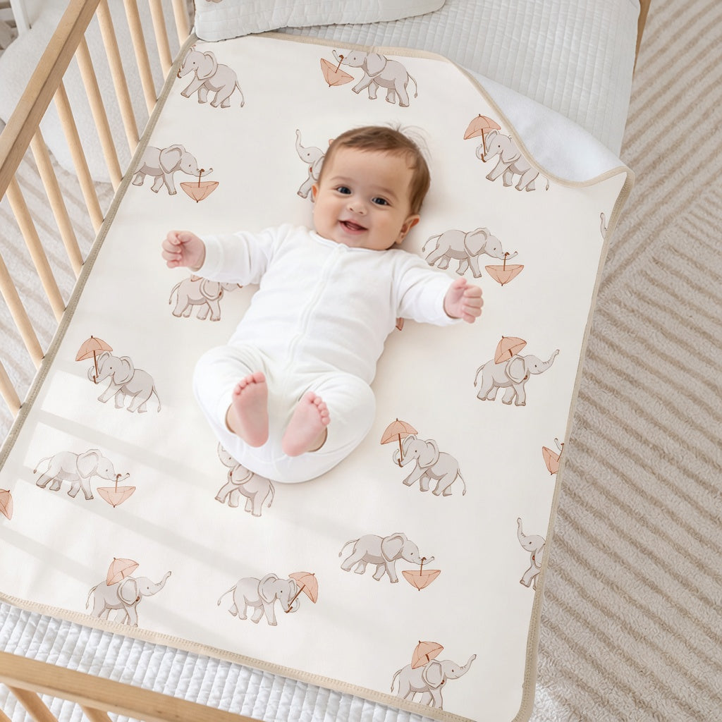 Washable Baby Changing Pad - Waterproof Quilted Cotton Nursery Mat for Crib, Bed & Tummy Time