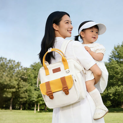 Convertible Nylon Diaper Backpack with Removable Pouch - Lightweight Large Capacity Waterproof Baby Bag for Mom and Toddler