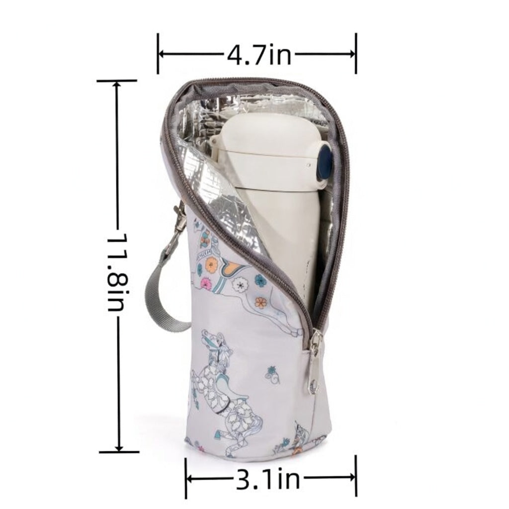 Insulated Bottle Bag with Adjustable Strap – 3D Pattern Thermal Baby Milk Bottle Holder, Portable Water Bottle Pouch for Stroller, Outdoor Travel
