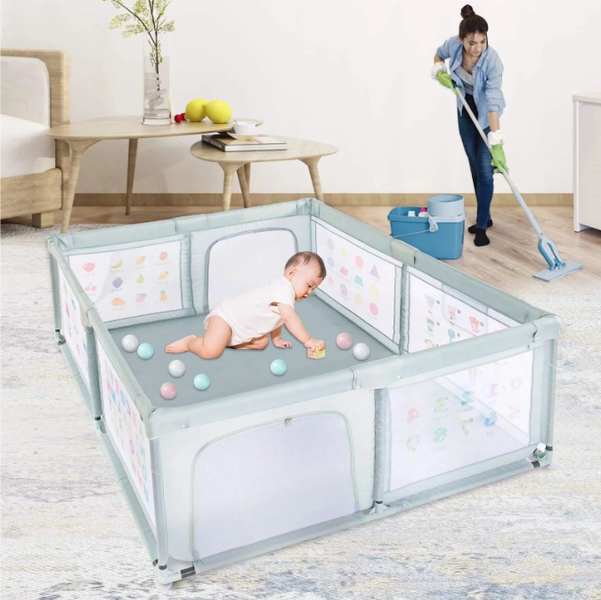 Baby Playpen Play Pens For Babies And Toddlers Safety Play Yard， Indoor/Outdoor, Breathable Mesh, Anti-Fall,