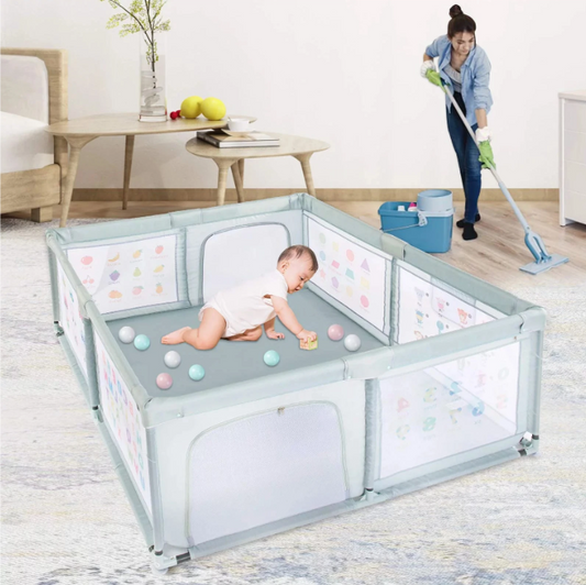 Baby Playpen Play Pens For Babies And Toddlers Safety Play Yard， Indoor/Outdoor, Breathable Mesh, Anti-Fall,
