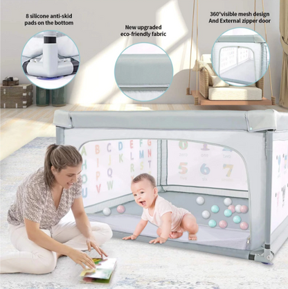 Baby Playpen Play Pens For Babies And Toddlers Safety Play Yard， Indoor/Outdoor, Breathable Mesh, Anti-Fall,