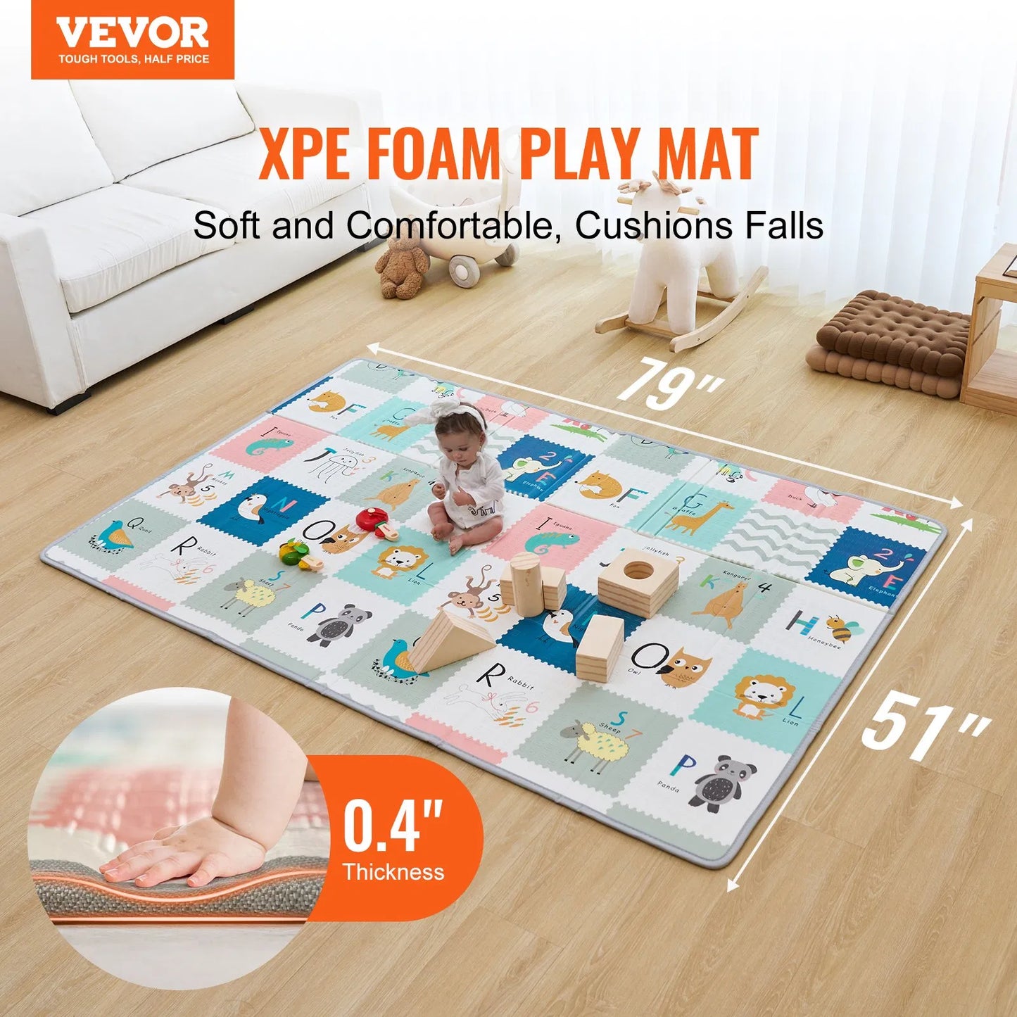 51"x79" Baby Play Mat Kids Crawling Soft Activity Floor Playmat 2 Side