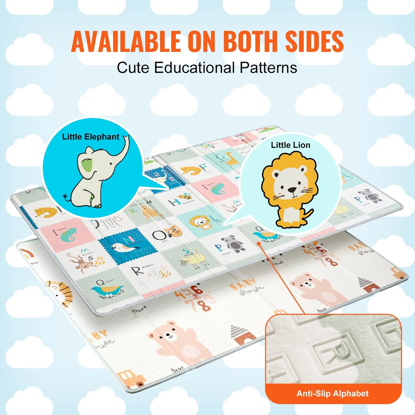 51"x79" Baby Play Mat Kids Crawling Soft Activity Floor Playmat 2 Side