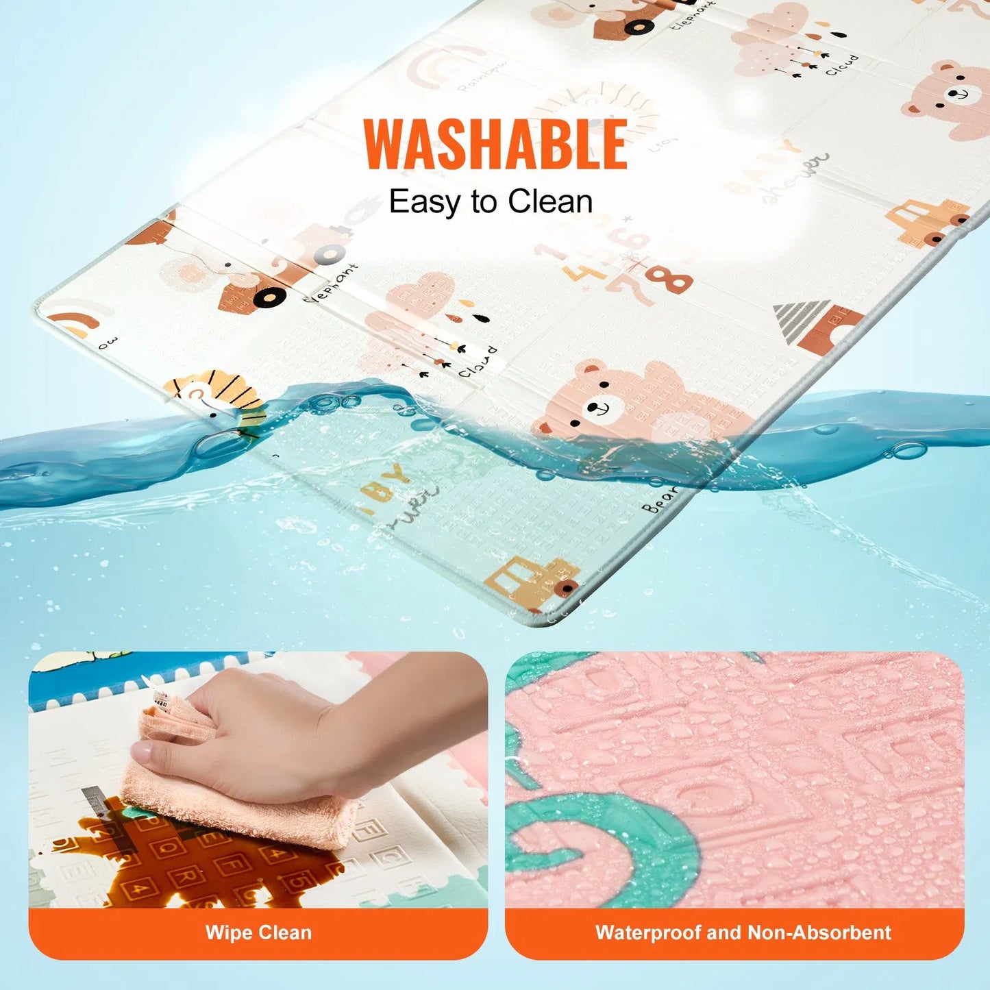 51"x79" Baby Play Mat Kids Crawling Soft Activity Floor Playmat 2 Side