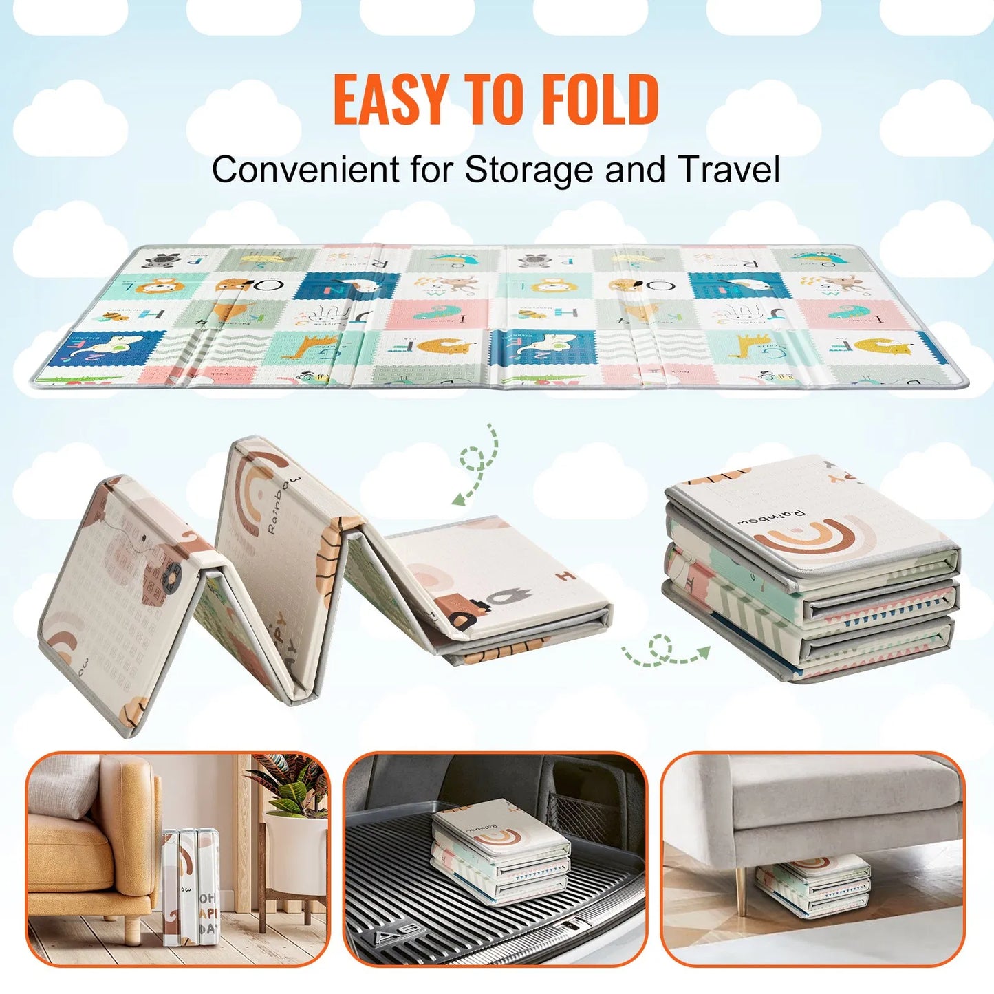 51"x79" Baby Play Mat Kids Crawling Soft Activity Floor Playmat 2 Side