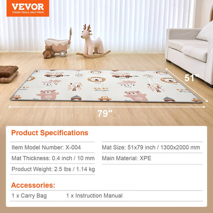 51"x79" Baby Play Mat Kids Crawling Soft Activity Floor Playmat 2 Side