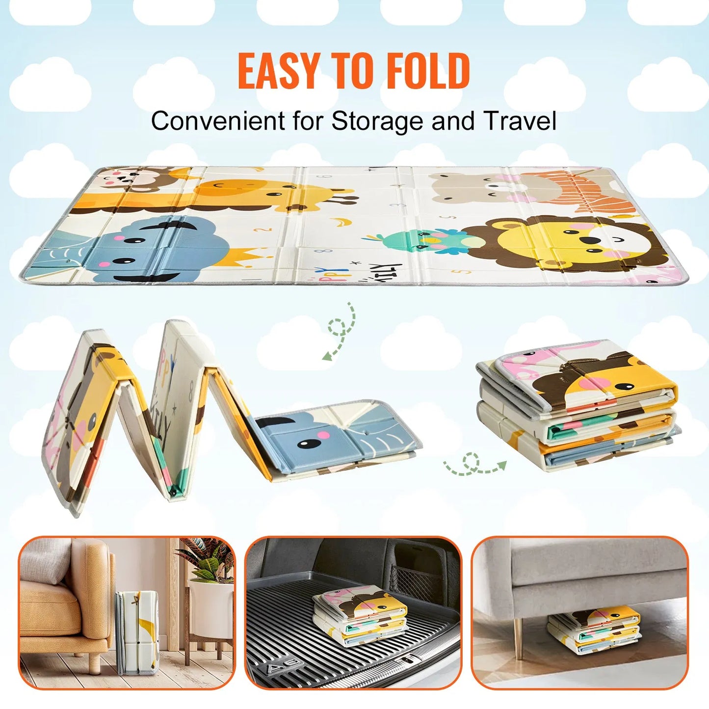 59"x71" Baby Play Mat Kids Crawling Soft Activity Floor Playmat 2 Side