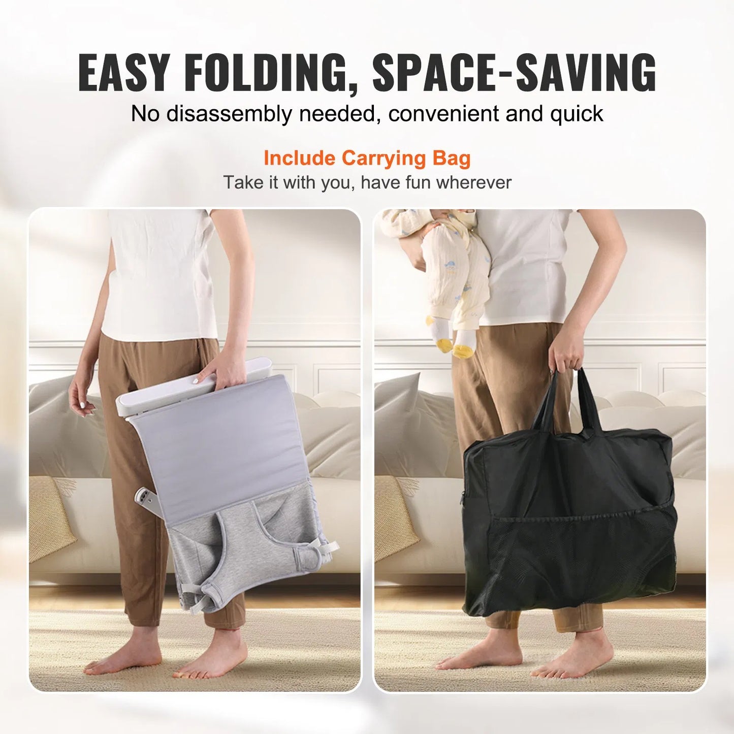 Baby Bouncer Folding Bouncer Seat Chair for Babies 0-9 Months with Toy Bar Gray