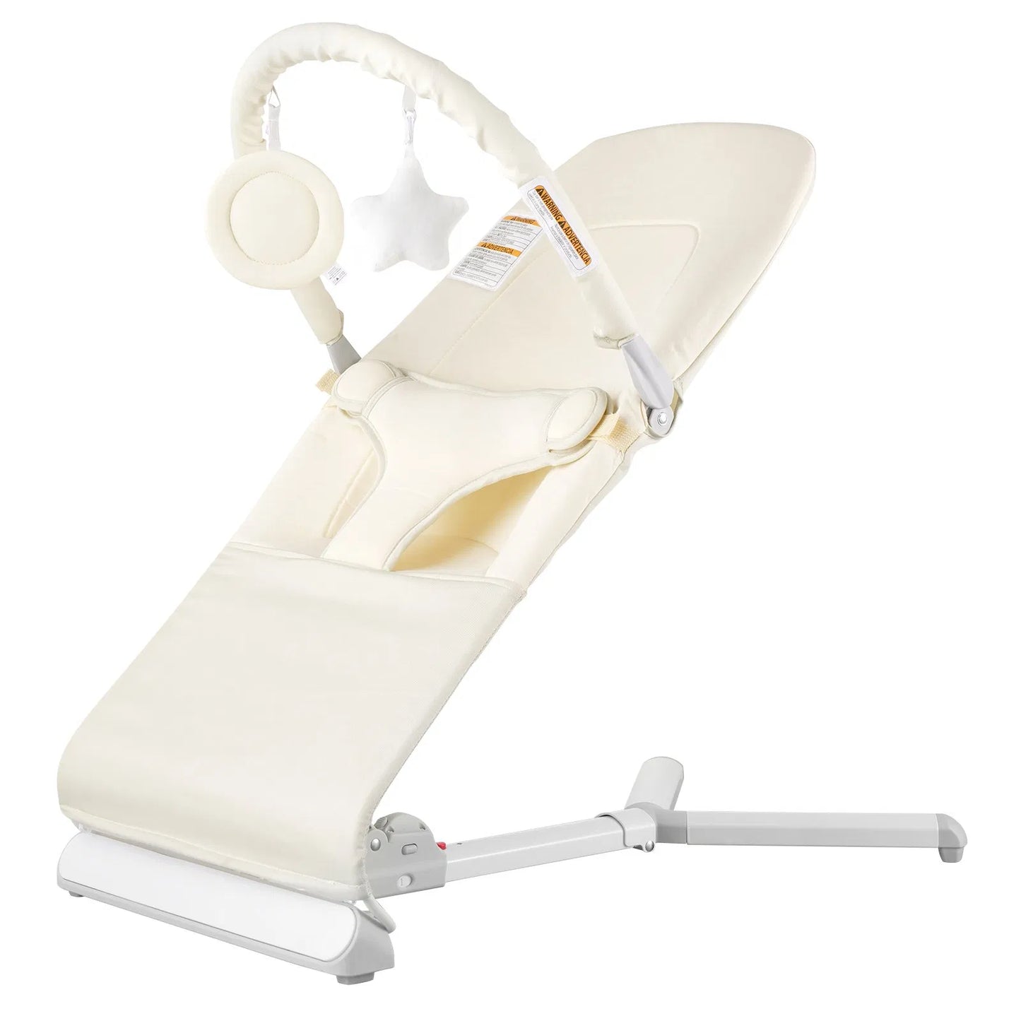 Baby Bouncer Folding Bouncer Seat Chair for Babies 0-9 Months with Toy Bar  Khaki