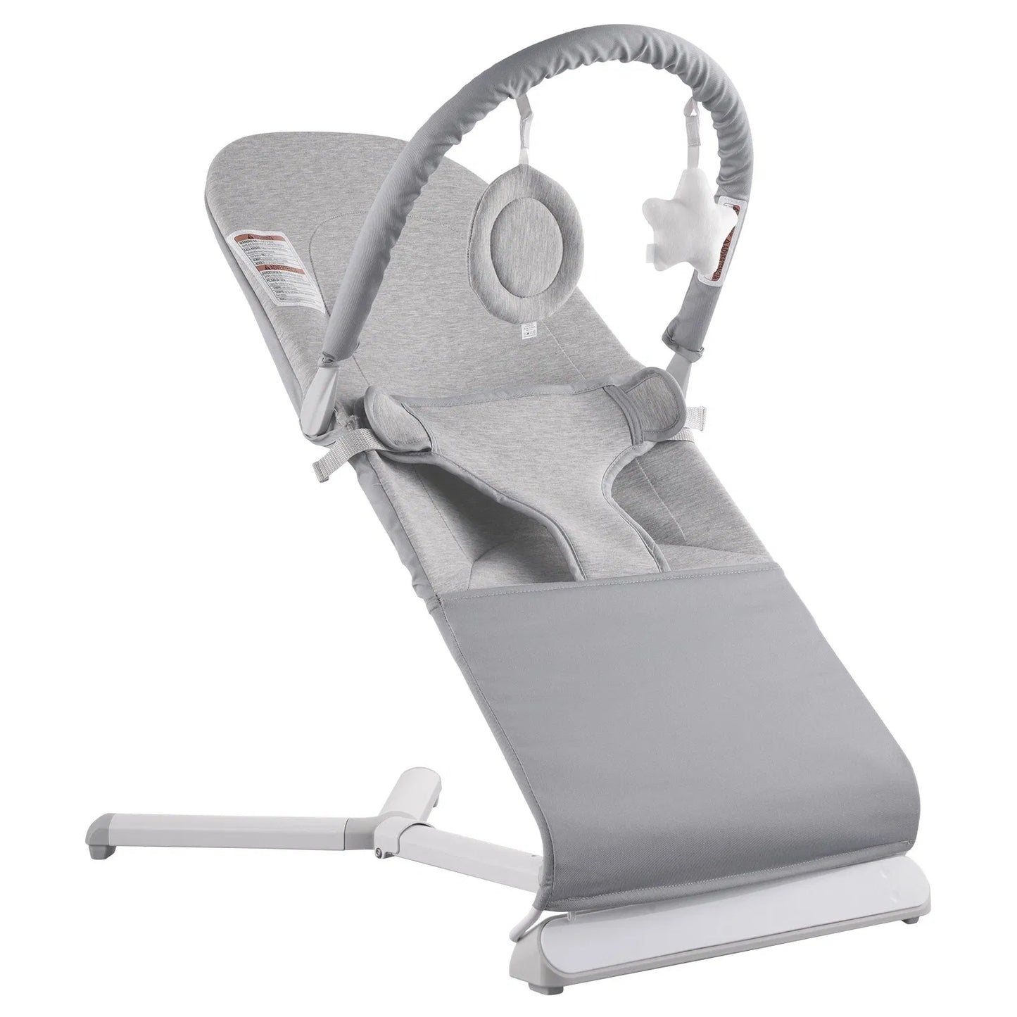 Baby Bouncer Folding Bouncer Seat Chair for Babies 0-9 Months with Toy Bar Gray