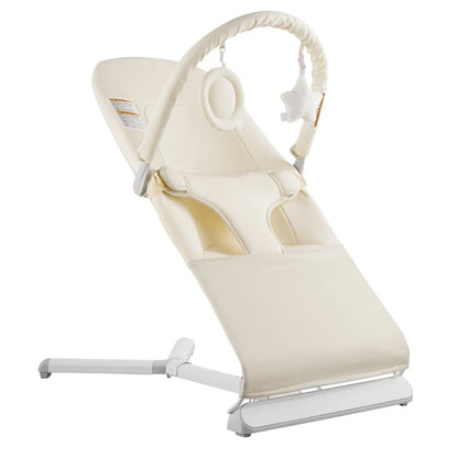Baby Bouncer Folding Bouncer Seat Chair for Babies 0-9 Months with Toy Bar  Khaki