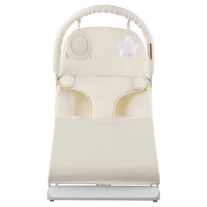 Baby Bouncer Folding Bouncer Seat Chair for Babies 0-9 Months with Toy Bar  Khaki