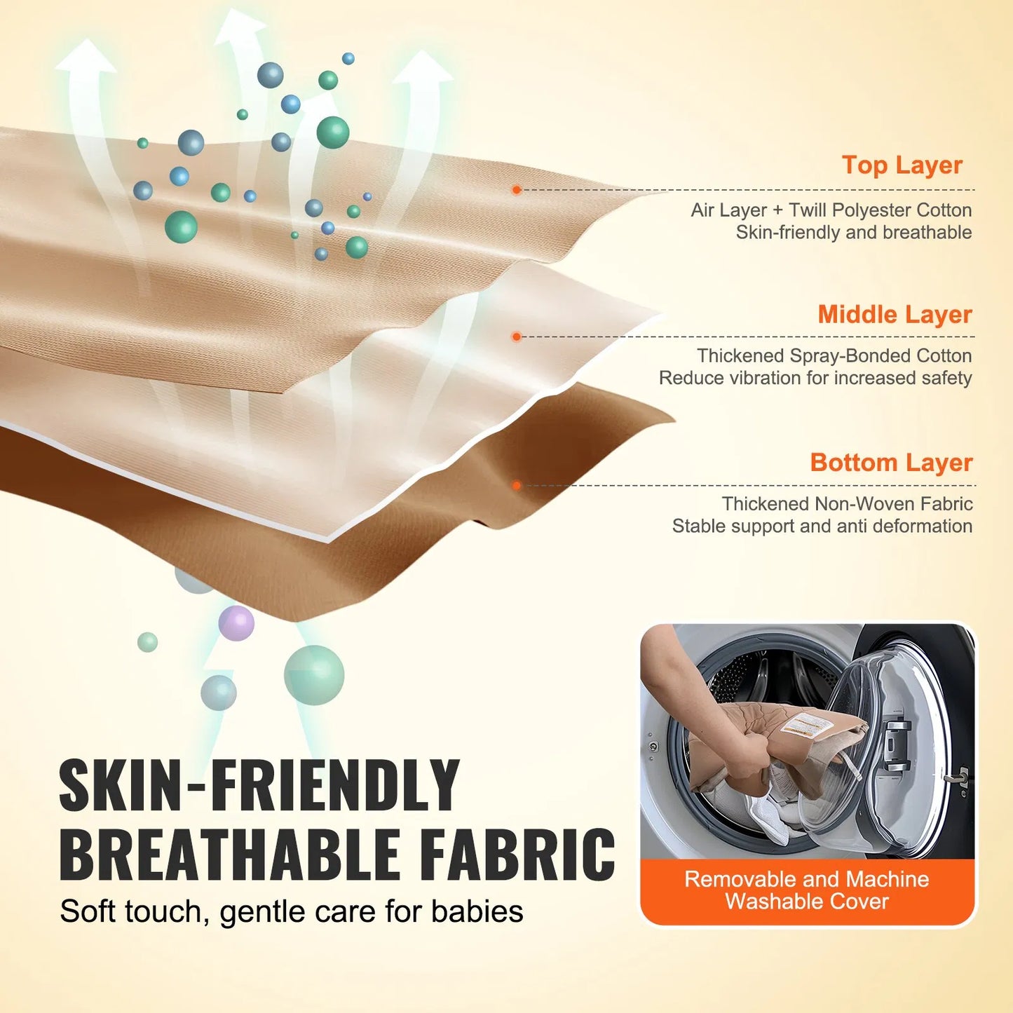 Baby Bouncer Folding Bouncer Seat Chair for Babies with 2 Reclining Angles Brown